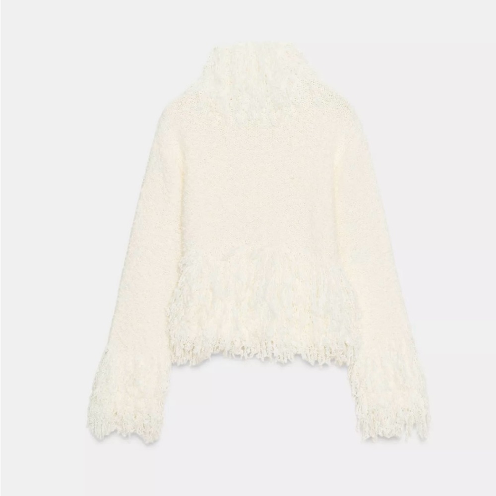 Zara Cream Fringe Sweater